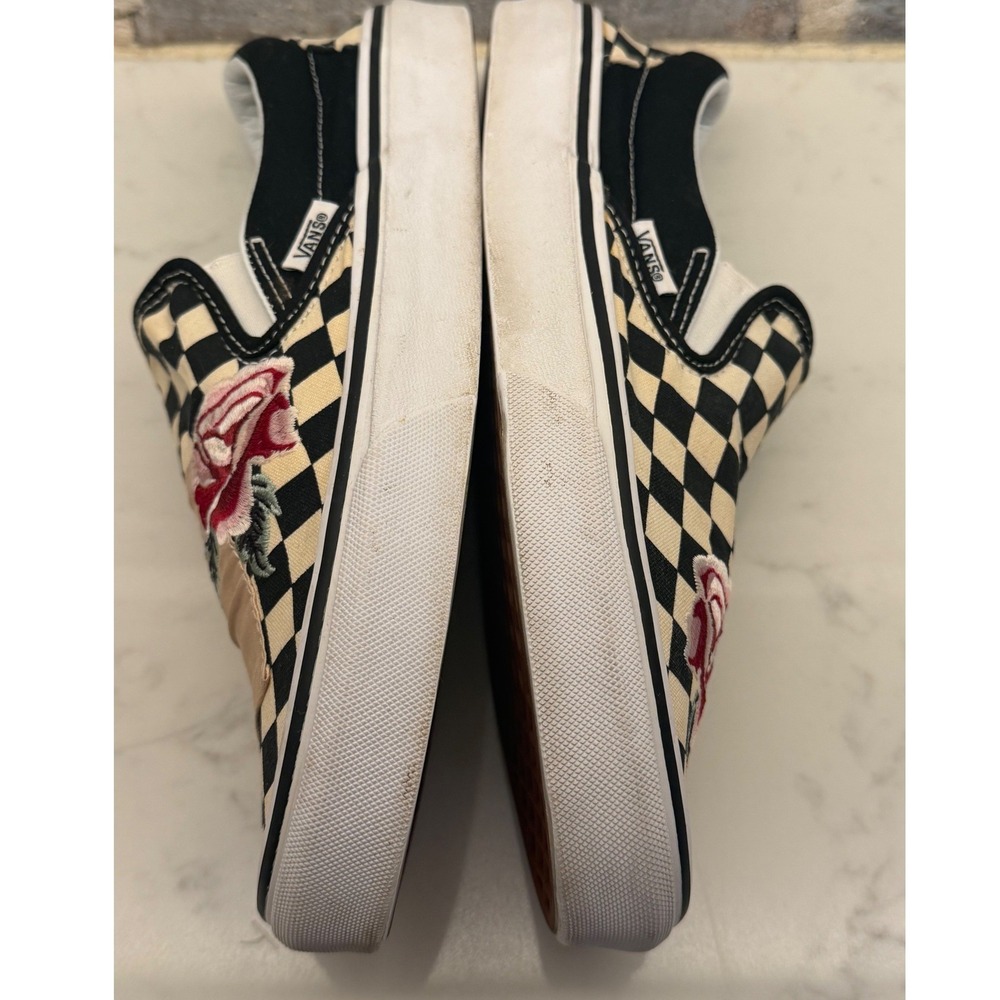 Vans Classic Slip-On Checkerboard Rose Embroidery Sneakers Womens 9.5 Mens 8.0 - Picture 4 of 8